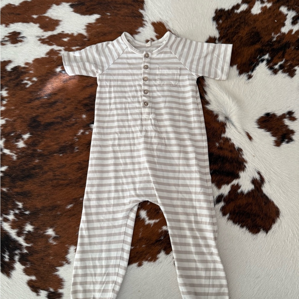 Quincy Mae Striped Gray Kids One Piece